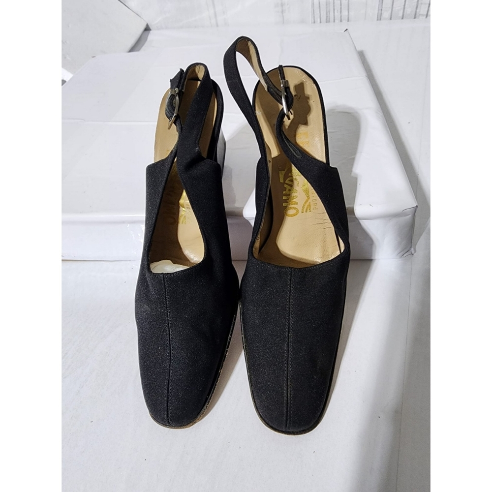 Salvatore Ferragamo Slingback Wedge Heel Black Size 7